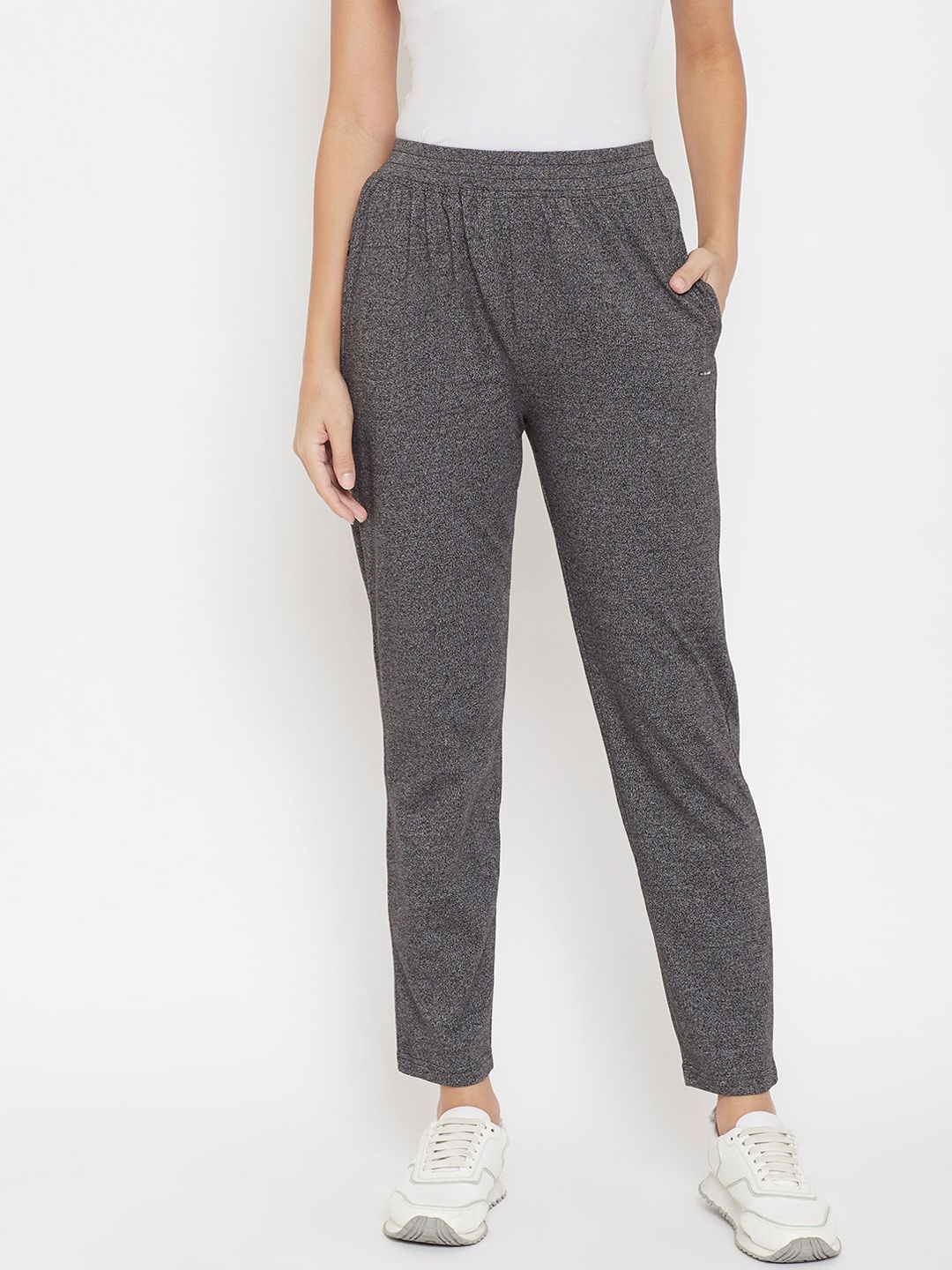 

Okane Women Charcoal Grey Self-Design Cotton Relaxed-Fit Track Pants