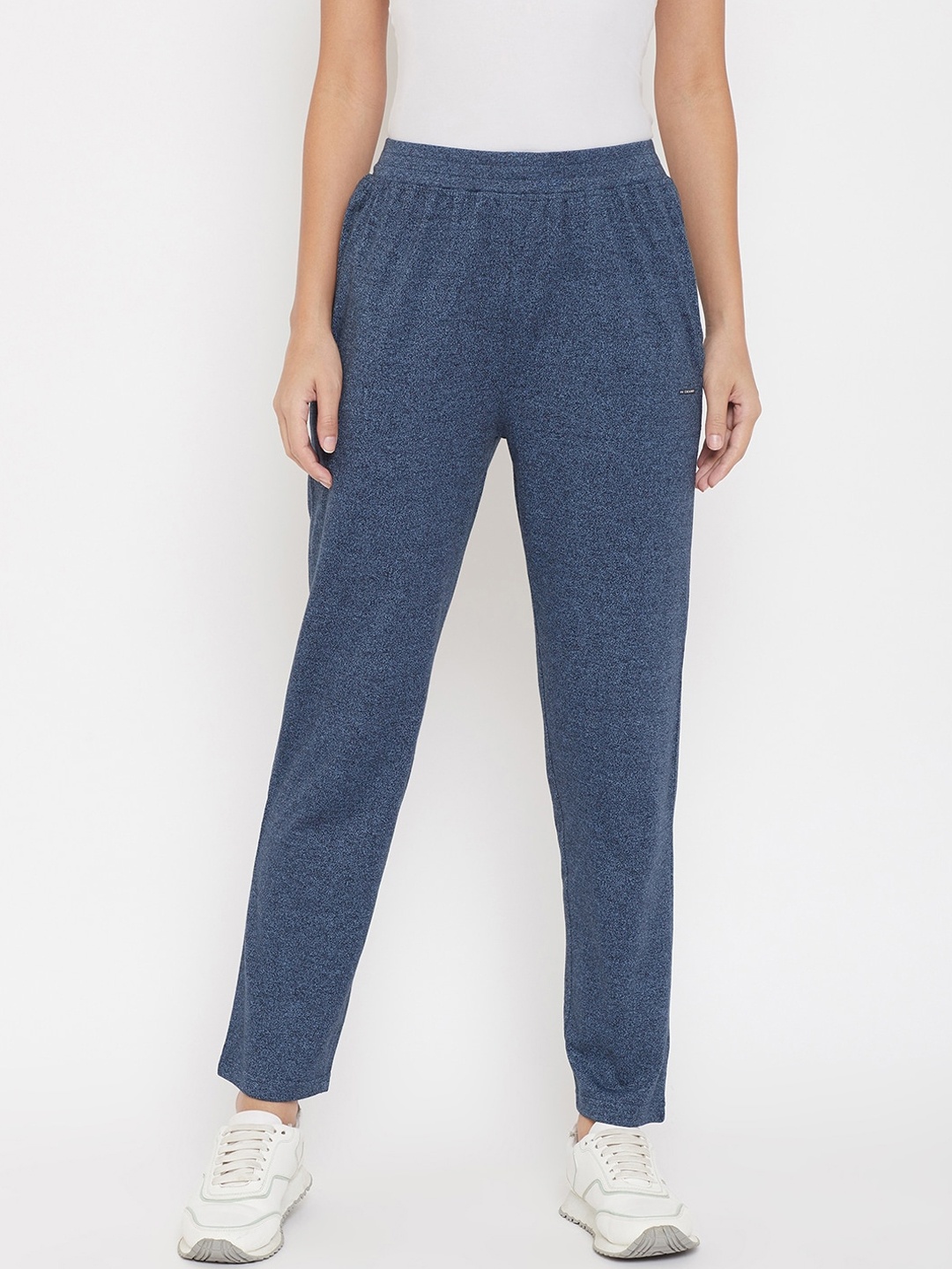 

Okane Women Blue Self-Design Cotton Relaxed-Fit Track Pants