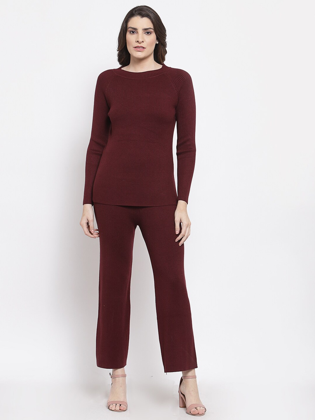 

Mafadeny Women Maroon Winter Co-ord Set
