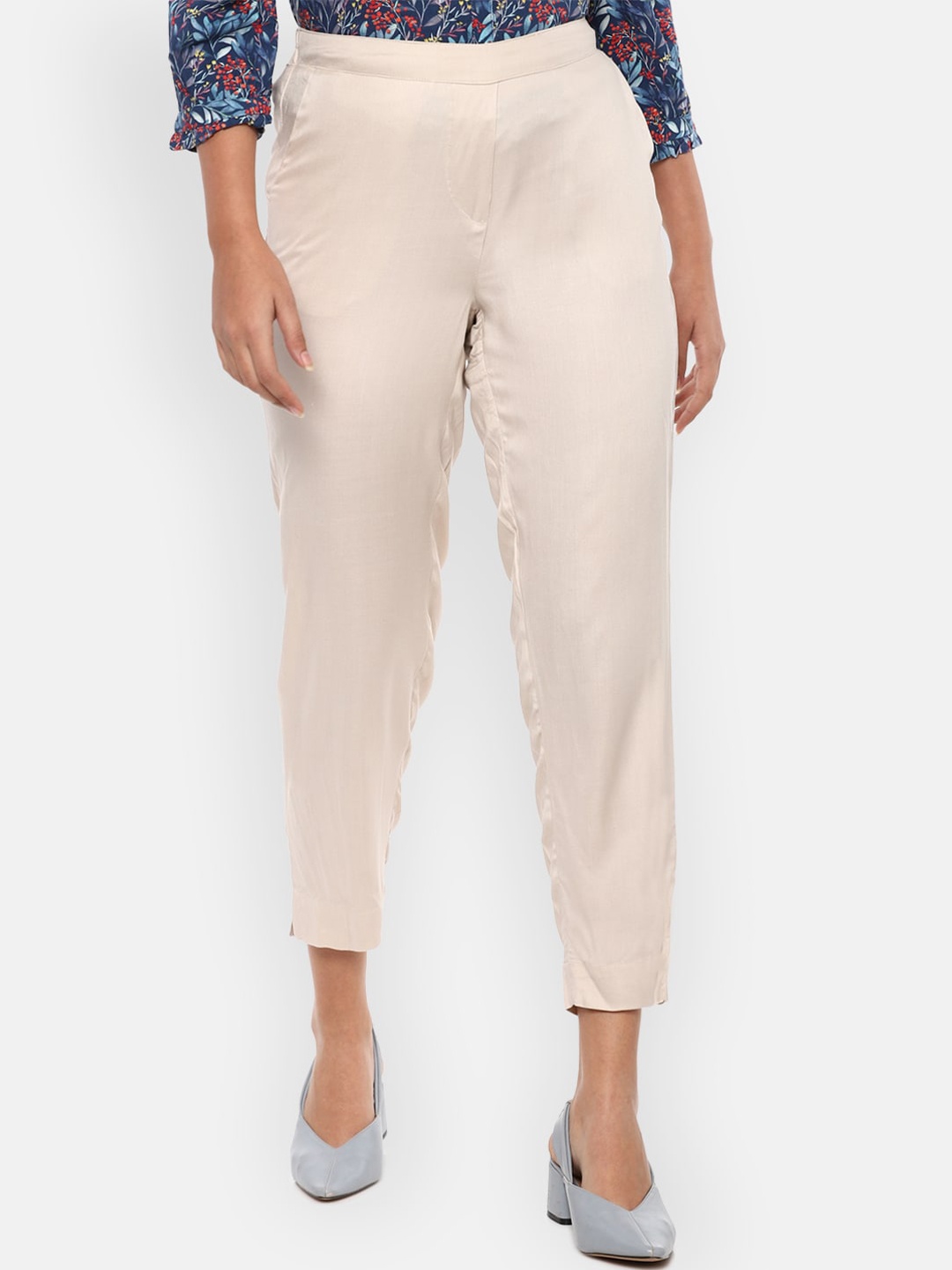 

Van Heusen Woman Women Beige Slim Fit Cigerette Trousers
