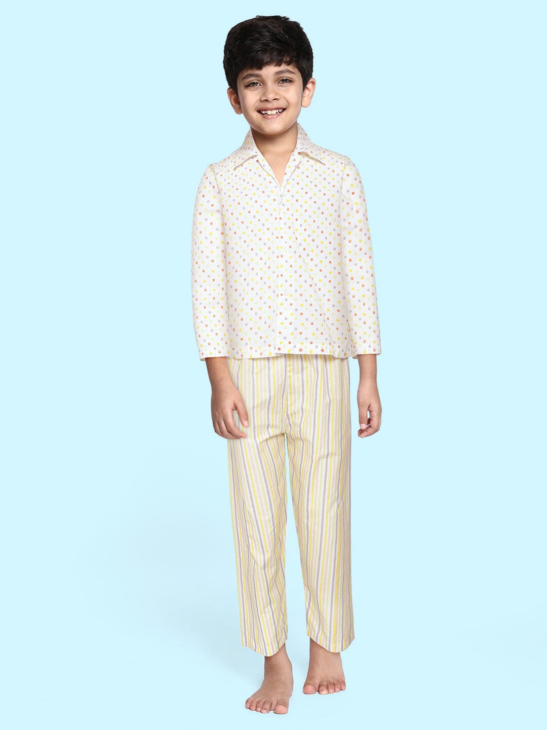 

YK Unisex Kids Cream-Coloured Printed Night suit