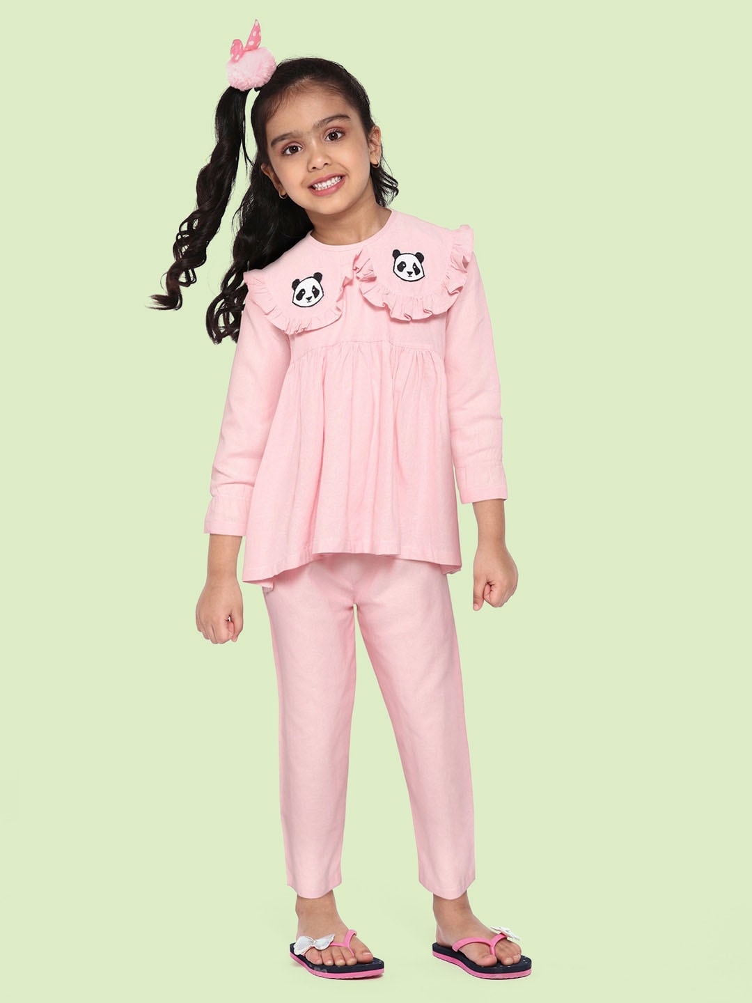 

YK Girls Pink Night Suit with Panda Patch
