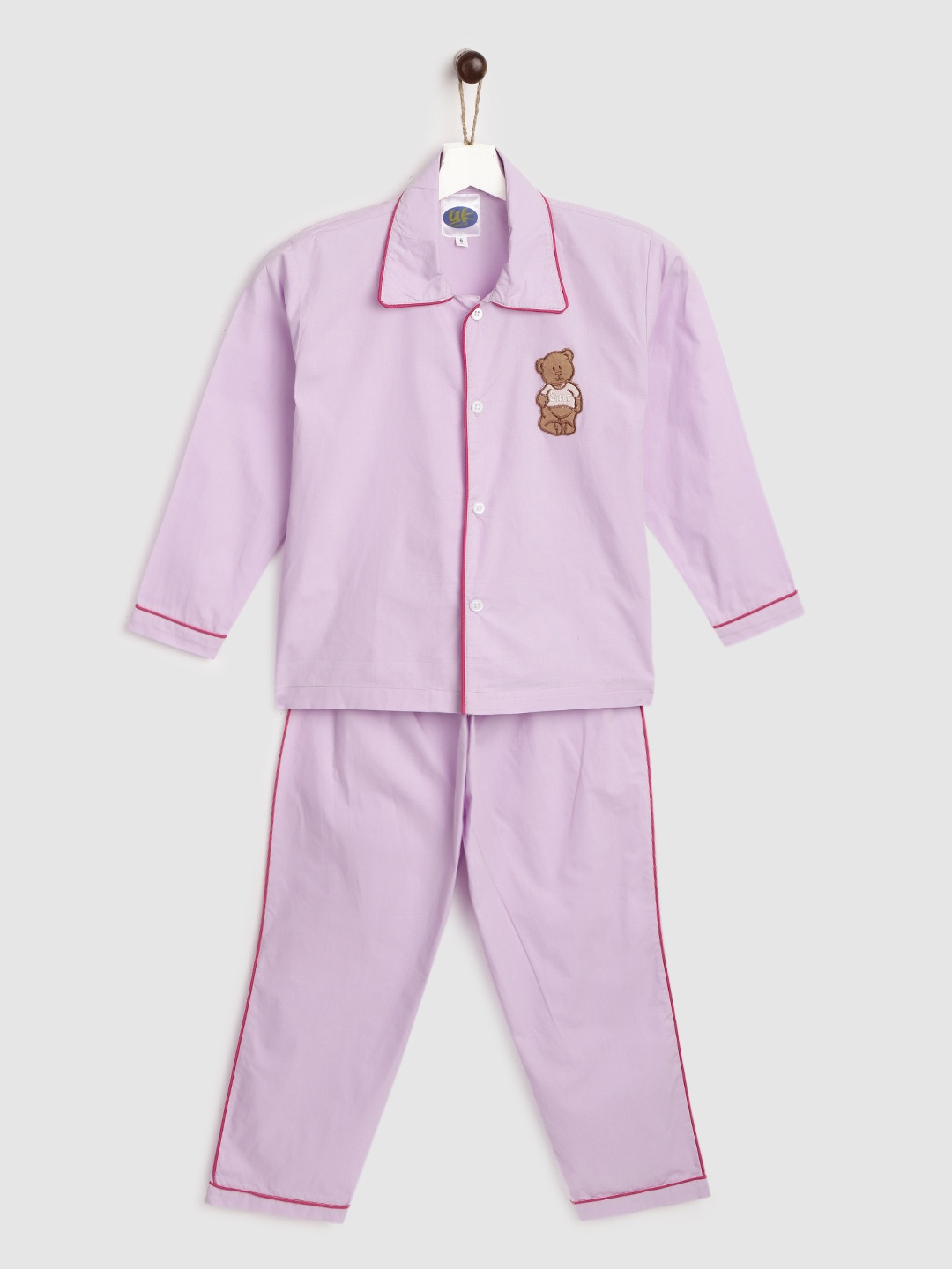 

YK Girls Lavender Night Suit With Teddy Patch