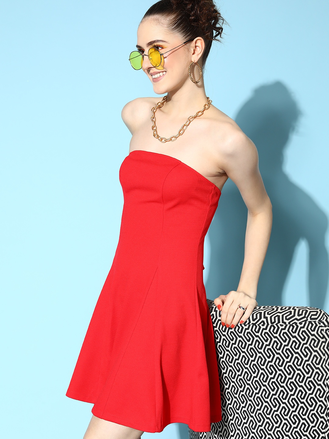

Veni Vidi Vici Red Off-Shoulder A-Line Dress