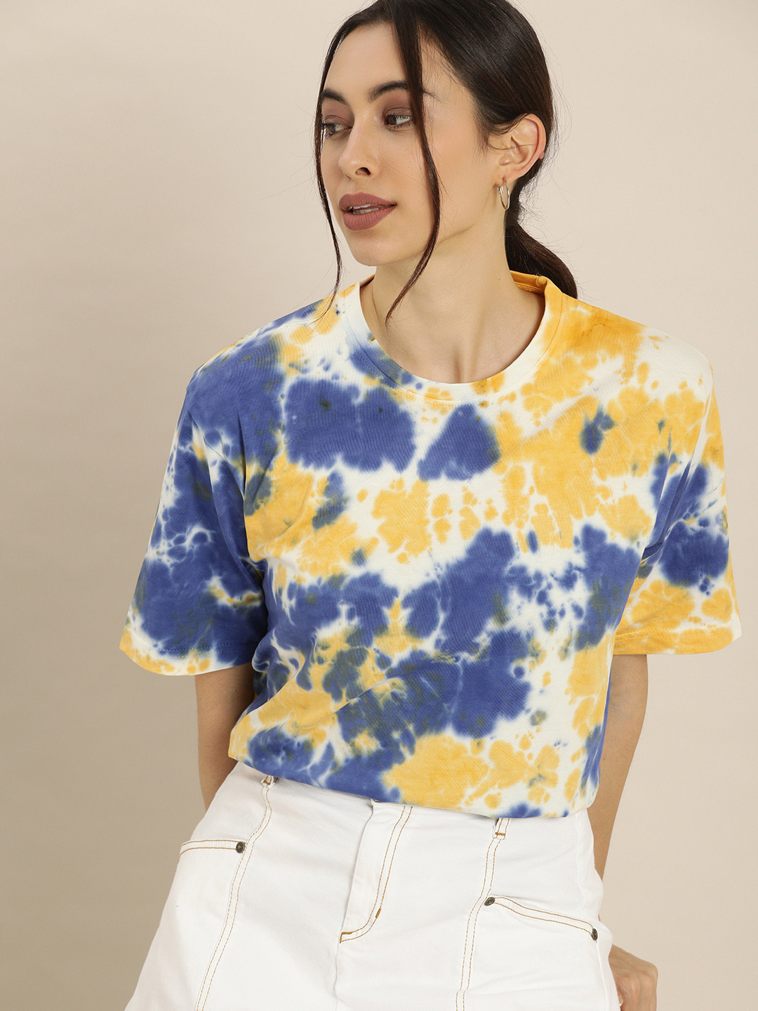 

Difference of Opinion Women Multicoloured Tie and Dye Dyed Oversized T-shirt, Multi