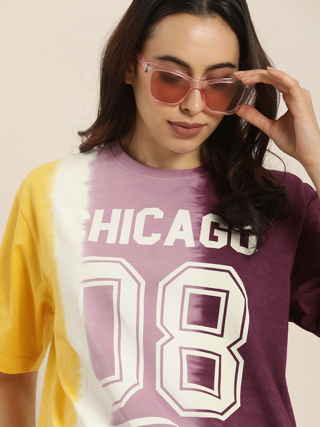 

Difference of Opinion Women Multicoloured Tie and Dye Dyed Oversized T-shirt, Multi