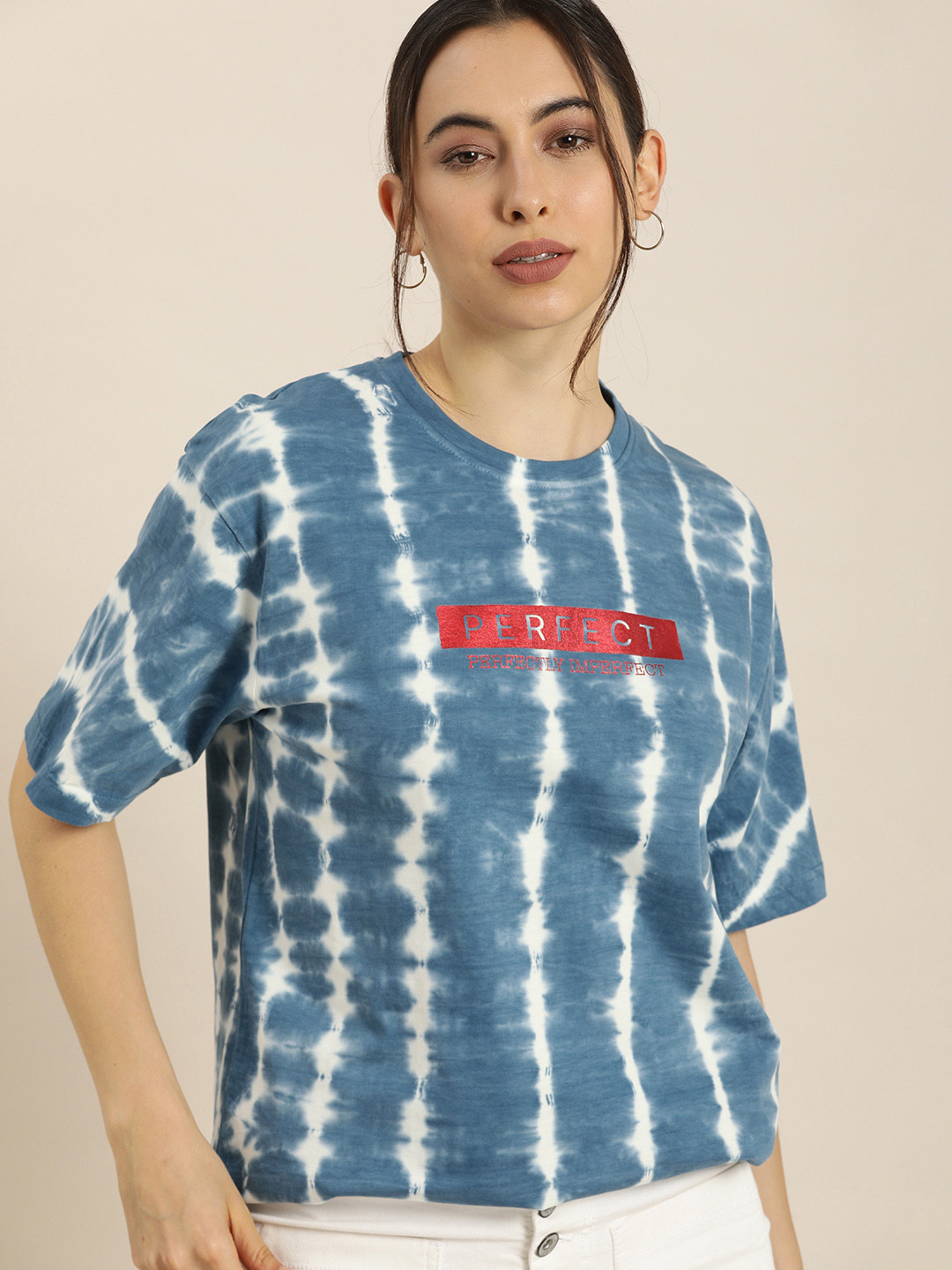 

Difference of Opinion Women Multicoloured Tie and Dye Dyed Oversized T-shirt, Multi