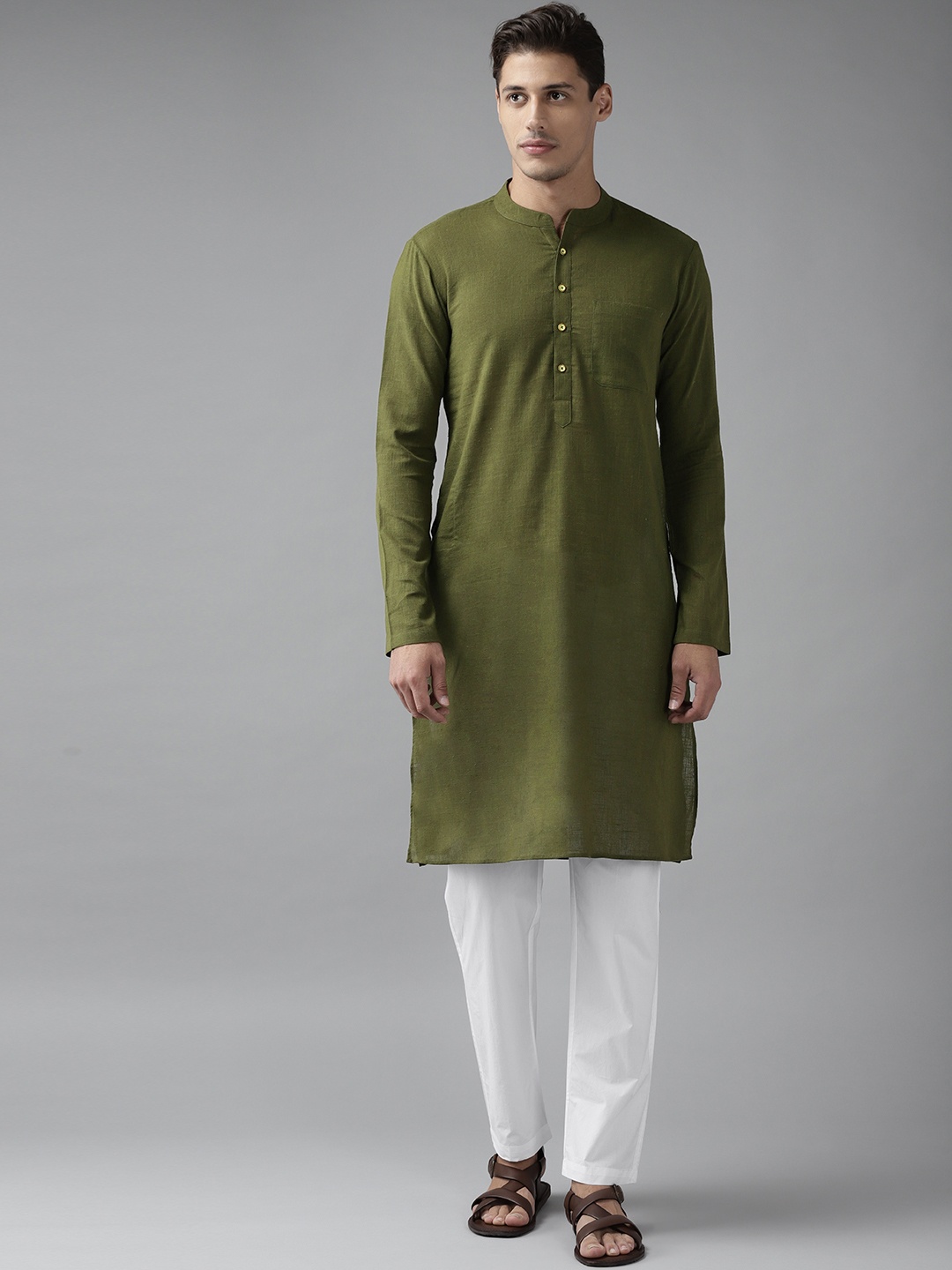 

See Designs Men Green Regular Pure Cotton Kurta with Pyjamas