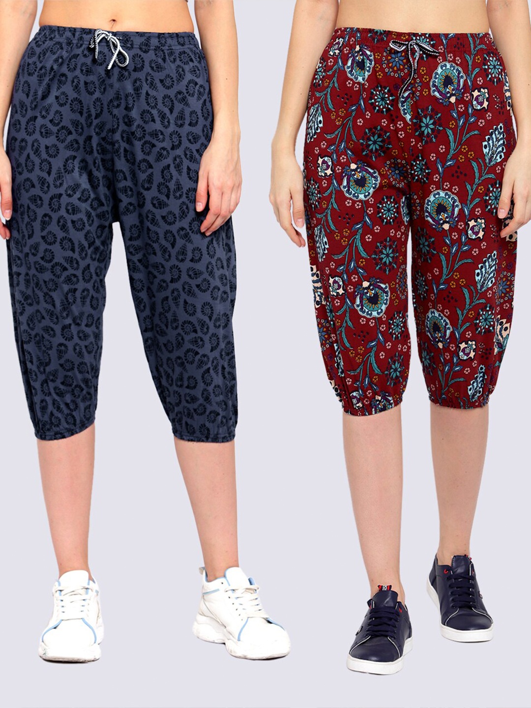 

KLOTTHE Women Set of 2 Multi Printed Cotton Capris