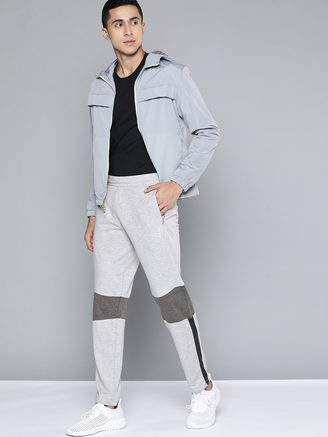 

Alcis Men Grey Melange Colourblocked Track Pants