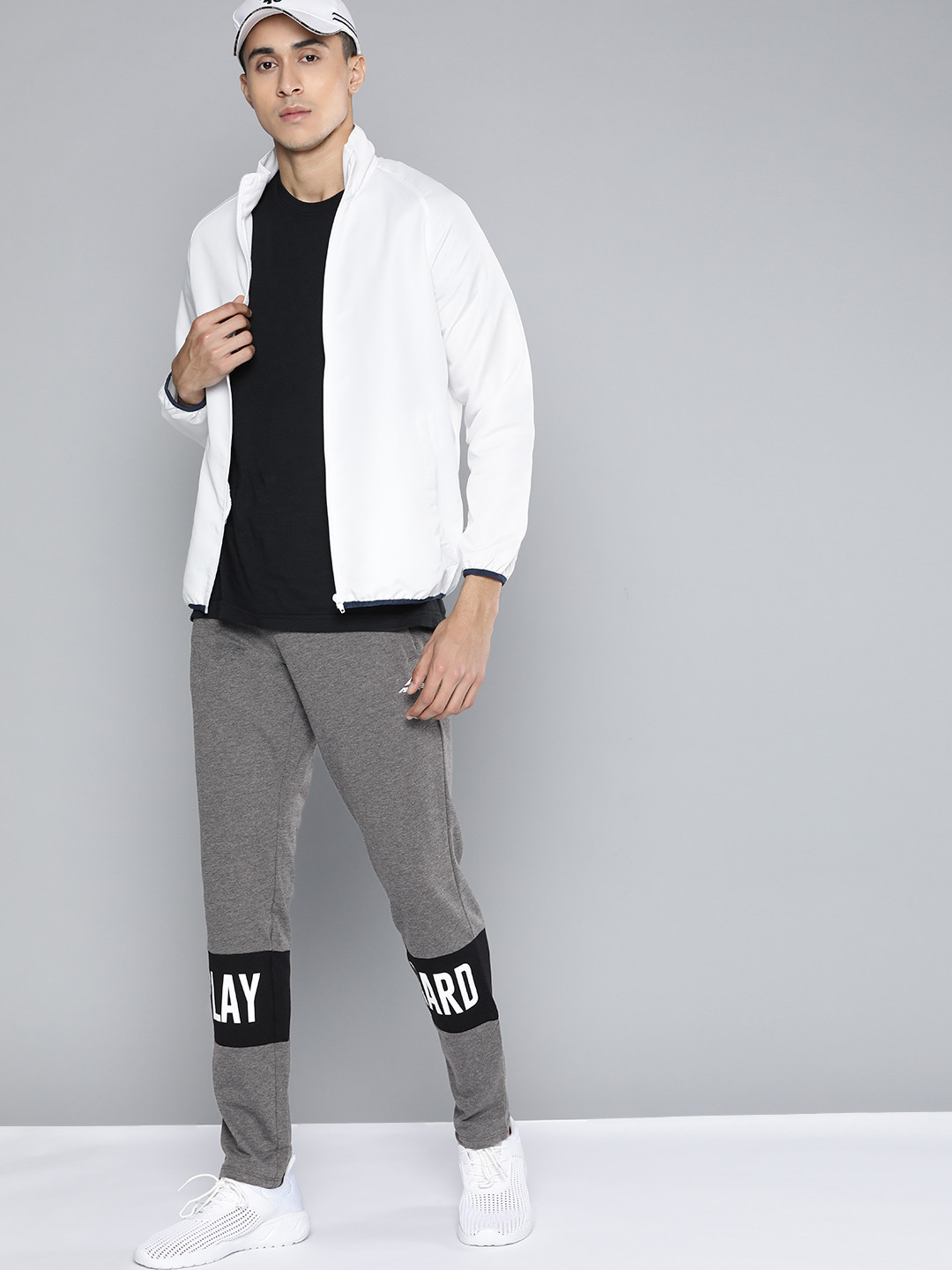 

Alcis Men Charcoal Grey & Black Colourblocked Track Pants