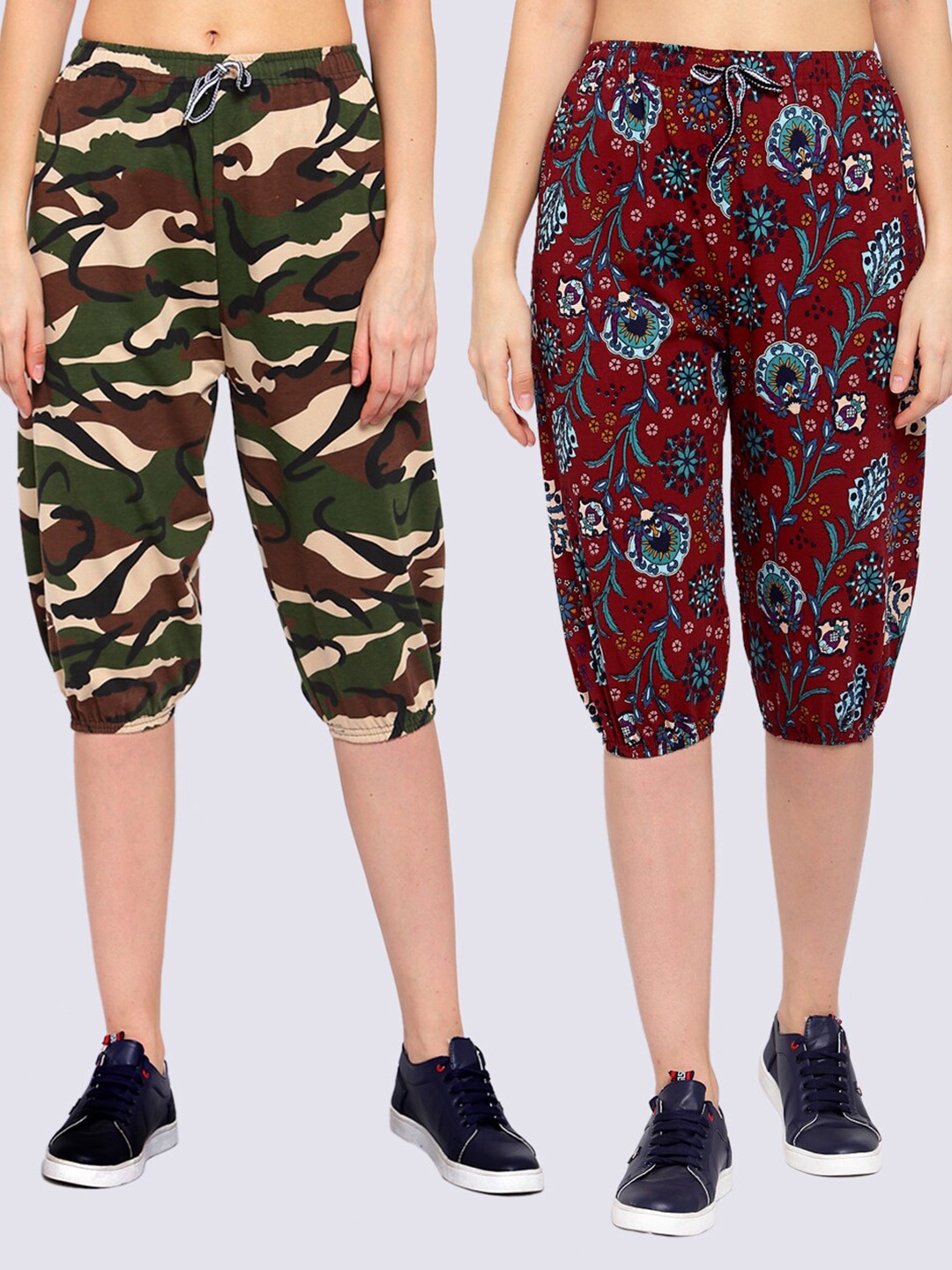 

KLOTTHE Pack Of 2 Women Multicoloured Printed Capris, Multi