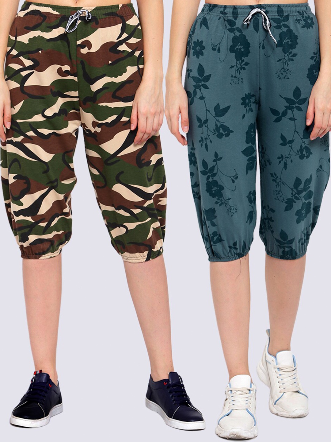 

KLOTTHE Women Multicoloured Pack of 2 Printed Capris, Multi