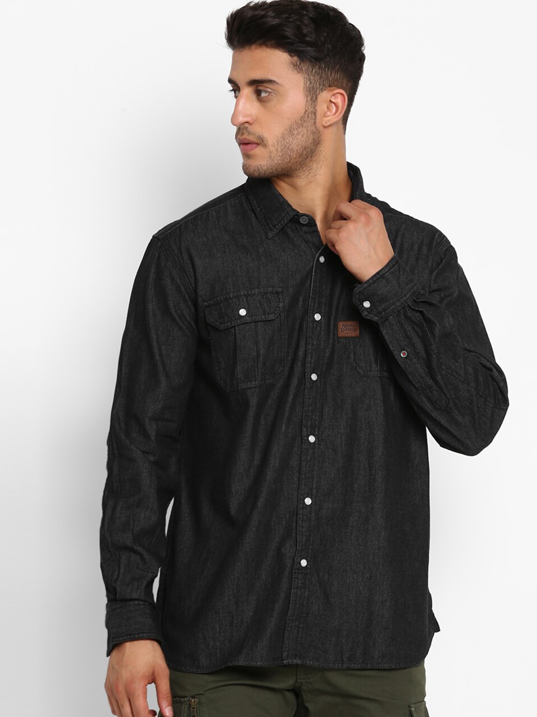 

Royal Enfield Men Charcoal Opaque Casual Shirt