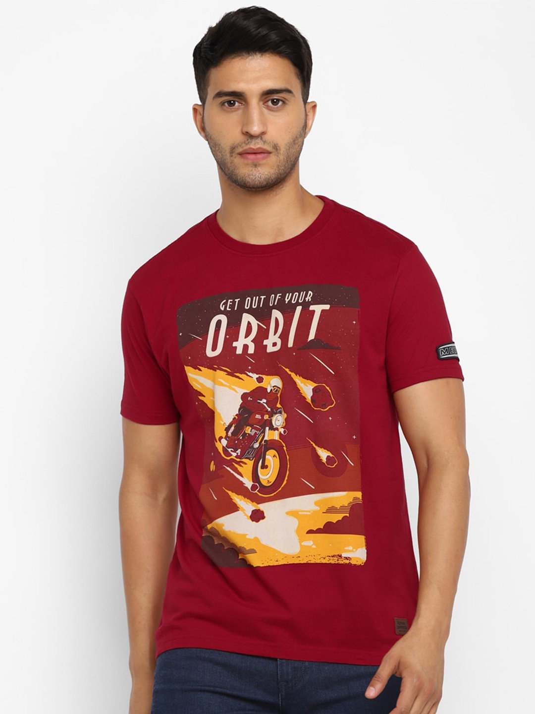 

Royal Enfield Men Red & Yellow Biker Printed T-shirt