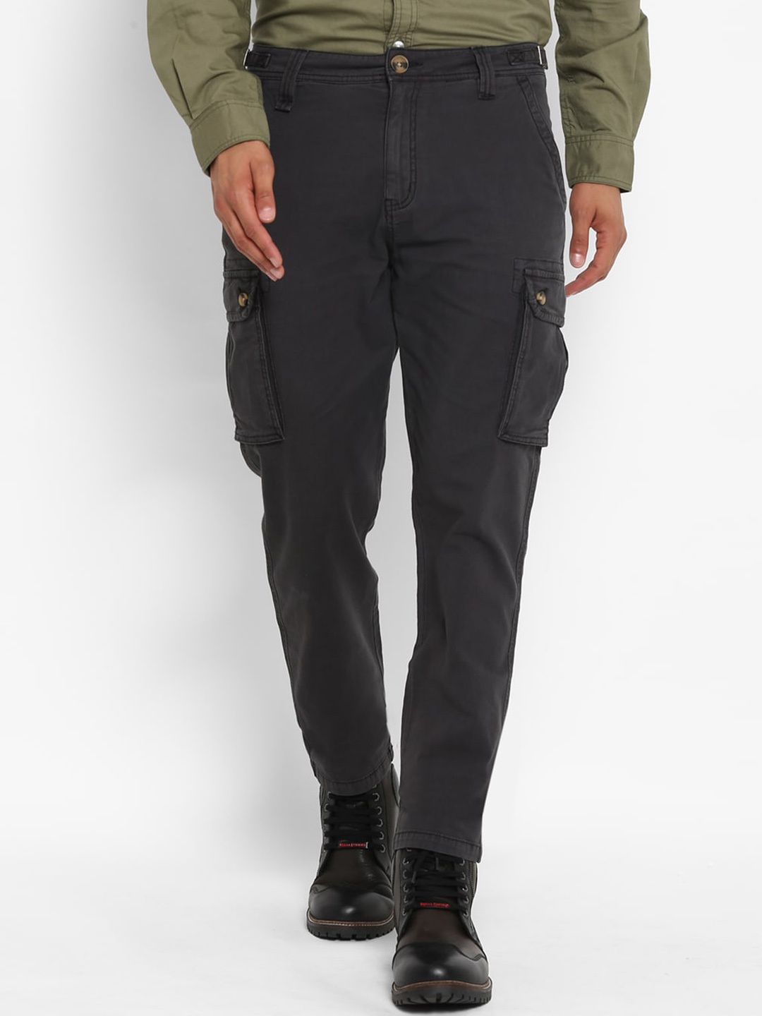 

Royal Enfield Men Grey Cargos Trousers