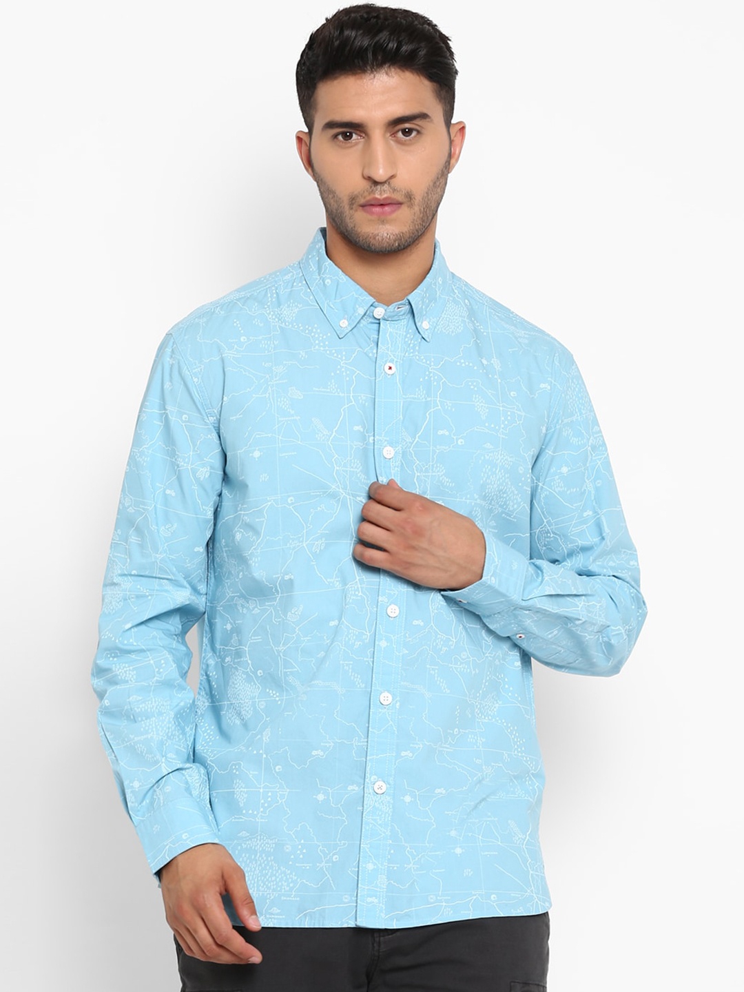 

Royal Enfield Men Blue Opaque Printed Casual Shirt