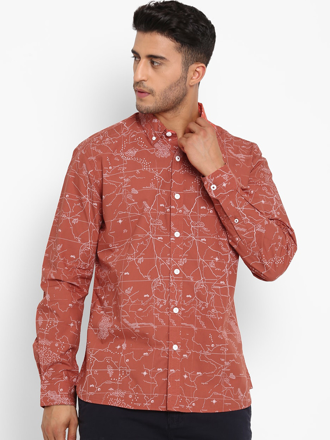 

Royal Enfield Men Brown Opaque Printed Casual Shirt