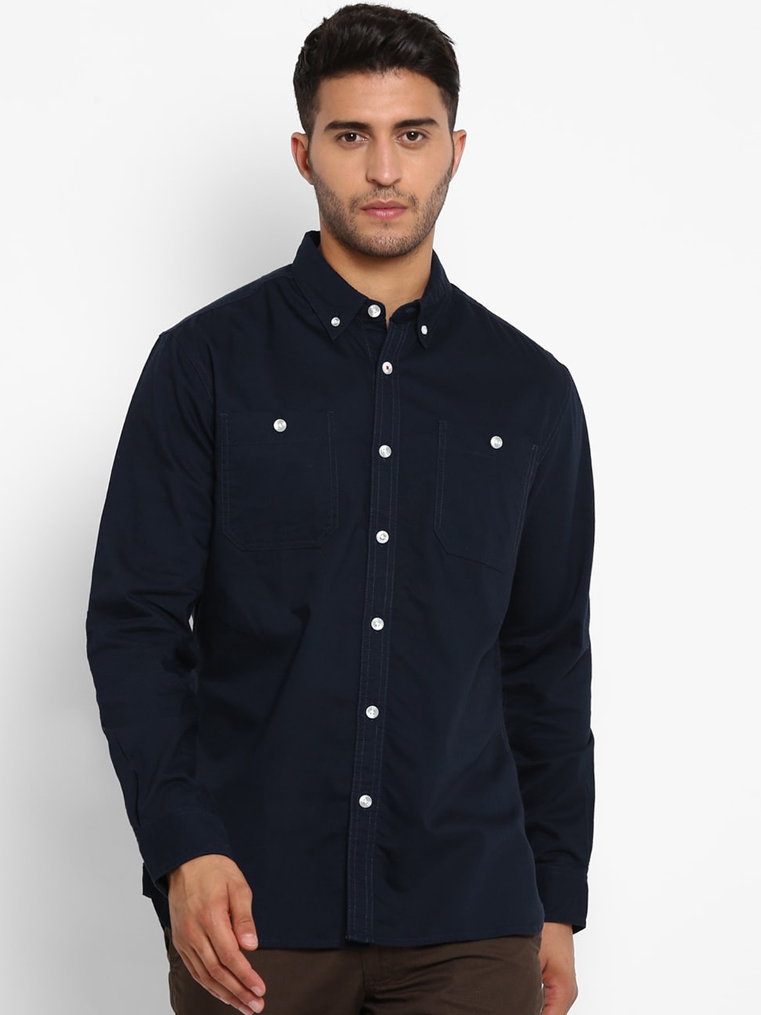 

Royal Enfield Men Navy Blue Opaque Casual Shirt