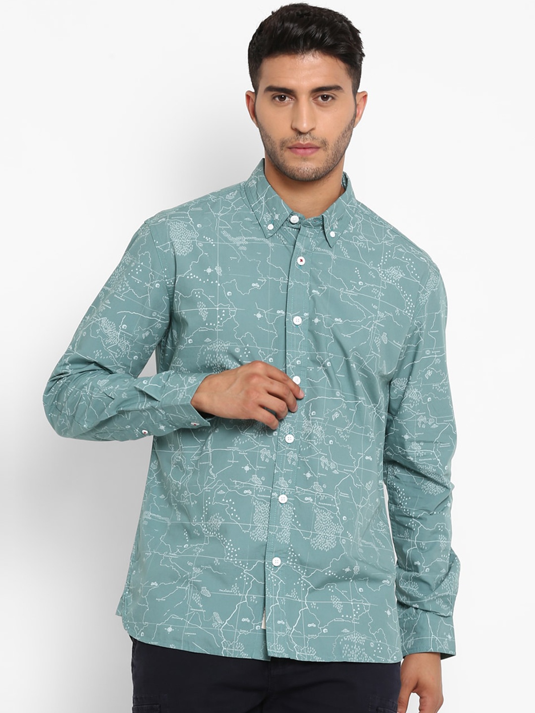 

Royal Enfield Men Green Opaque Printed Casual Shirt