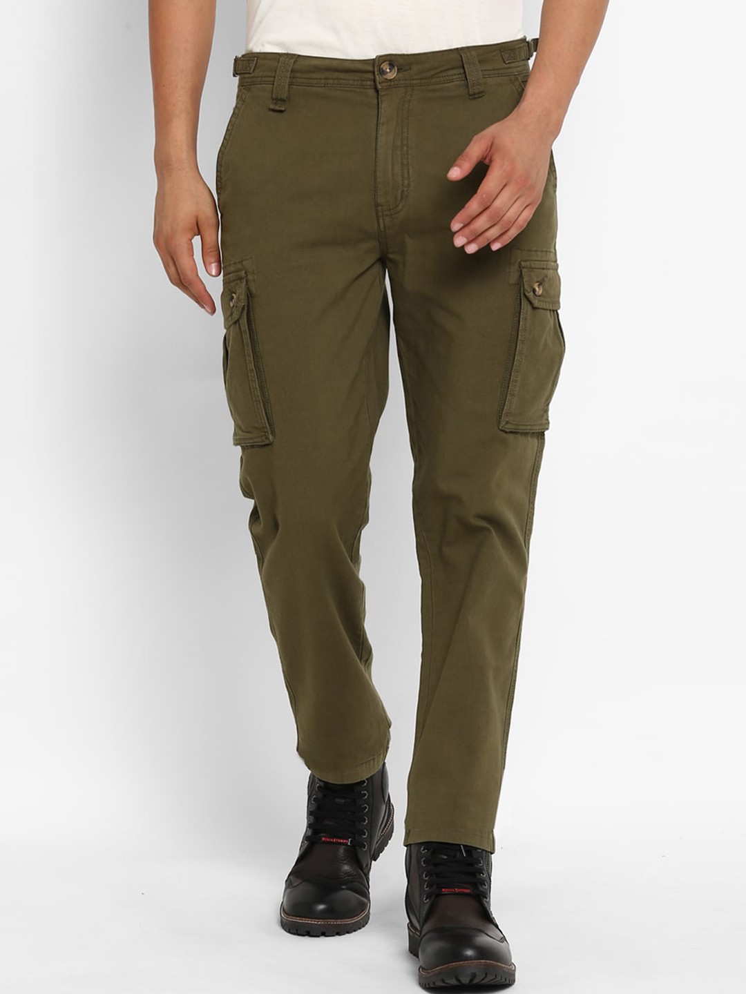 

Royal Enfield Men Olive Green Cargos Trousers