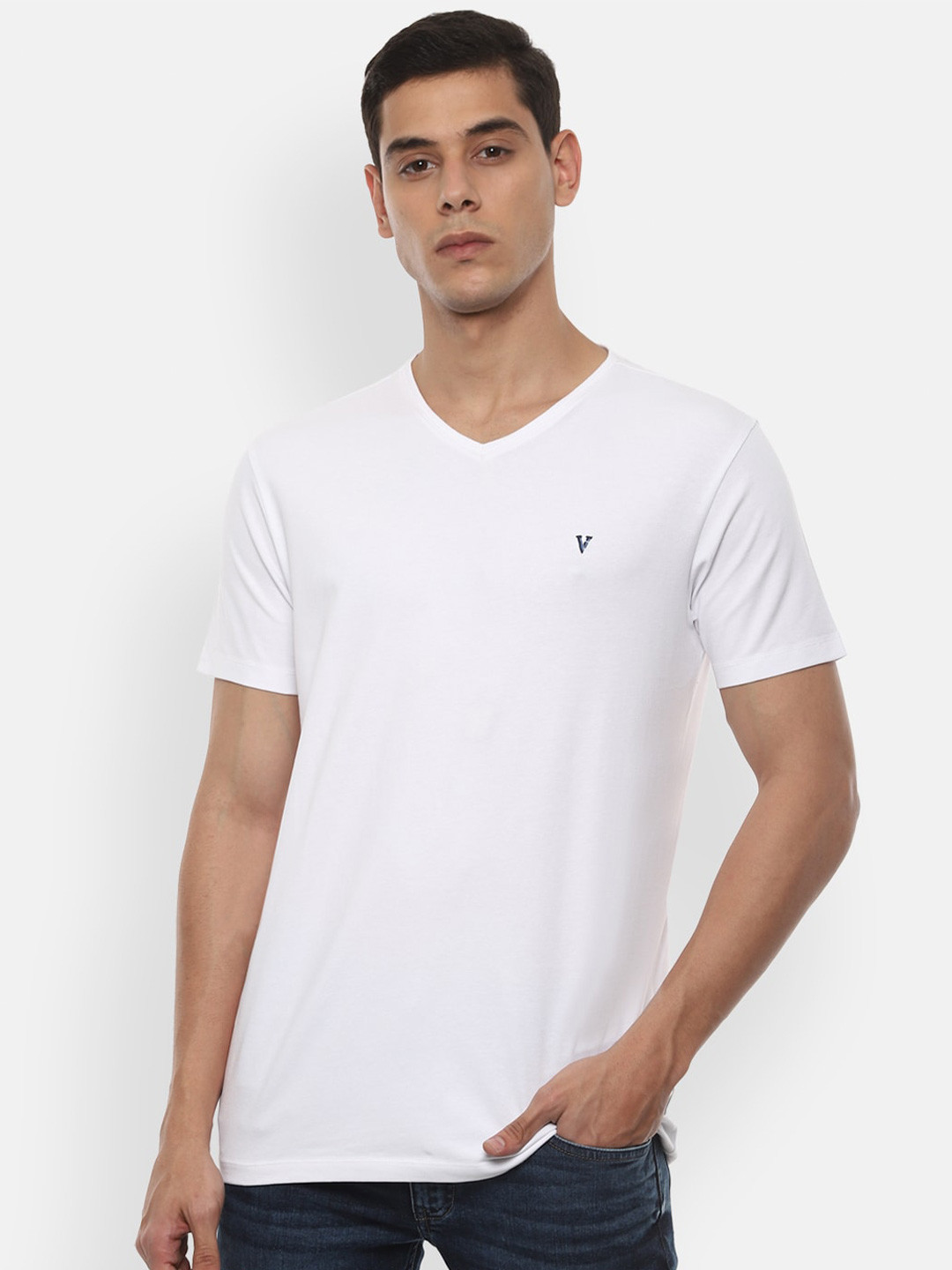 

VAN HEUSEN DENIM LABS Men White V-Neck T-shirt