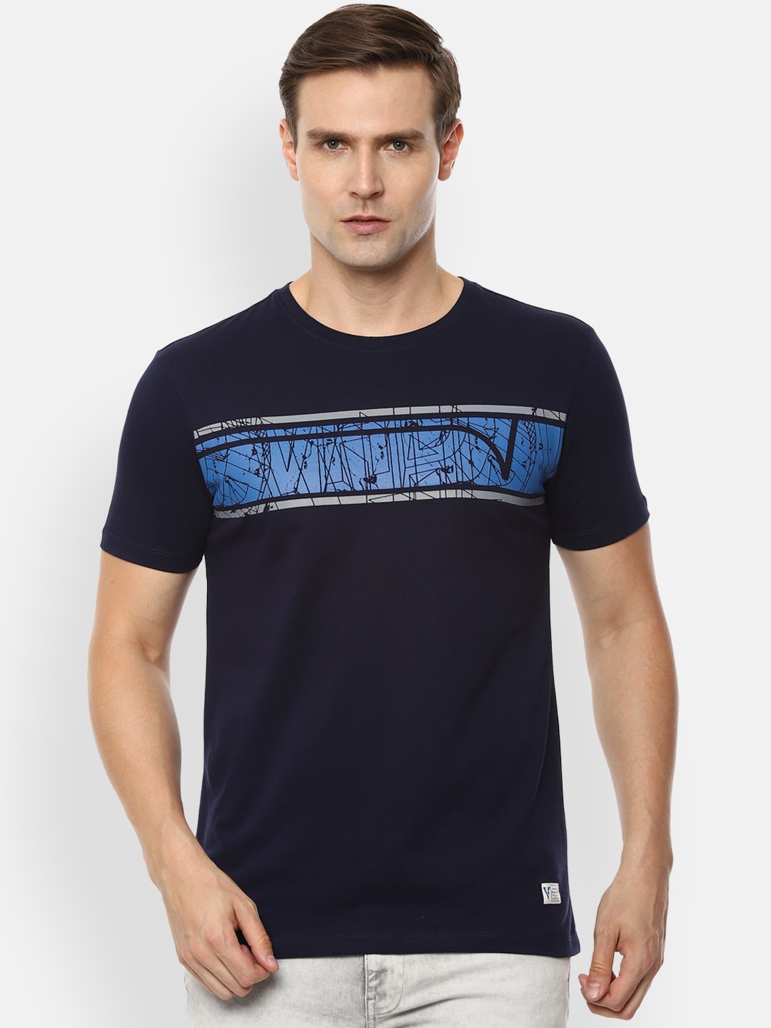 

VAN HEUSEN DENIM LABS Men Navy Blue Printed T-shirt