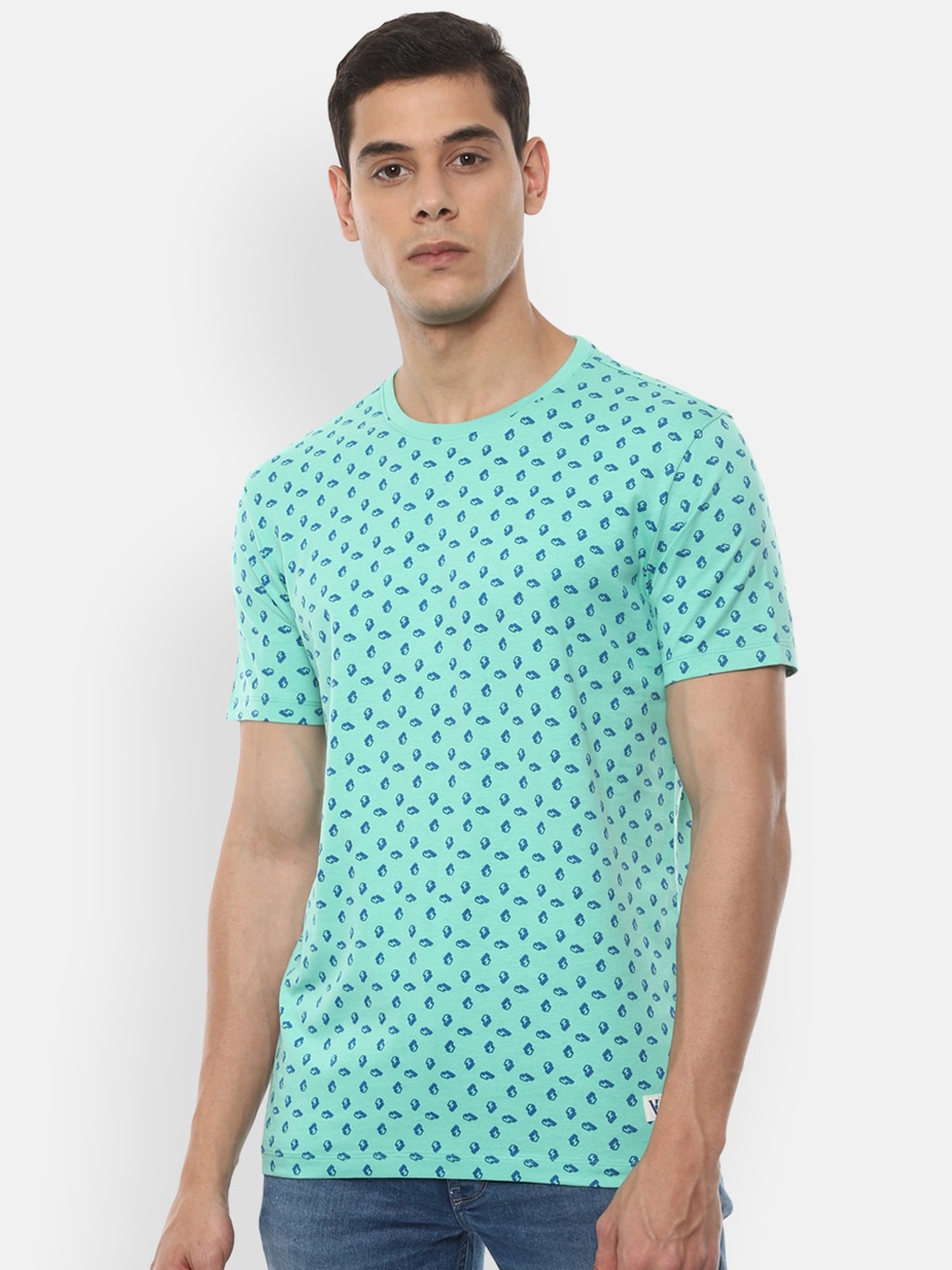 

VAN HEUSEN DENIM LABS Men Green & Blue Printed T-shirt