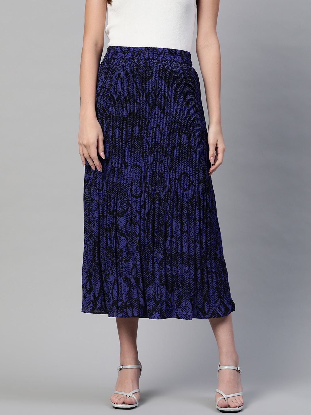 

Marks & Spencer Women Navy Blue & Black Accordion Pleats Midi Skirts