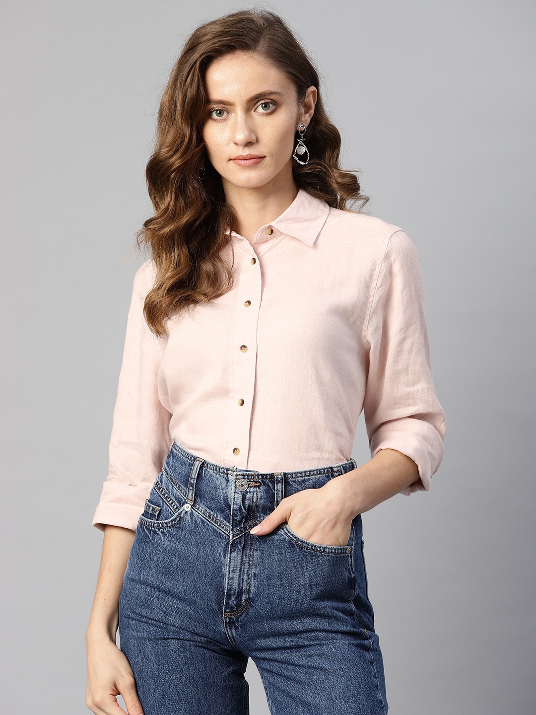 

Marks & Spencer Women Pink Solid Opaque Casual Shirt