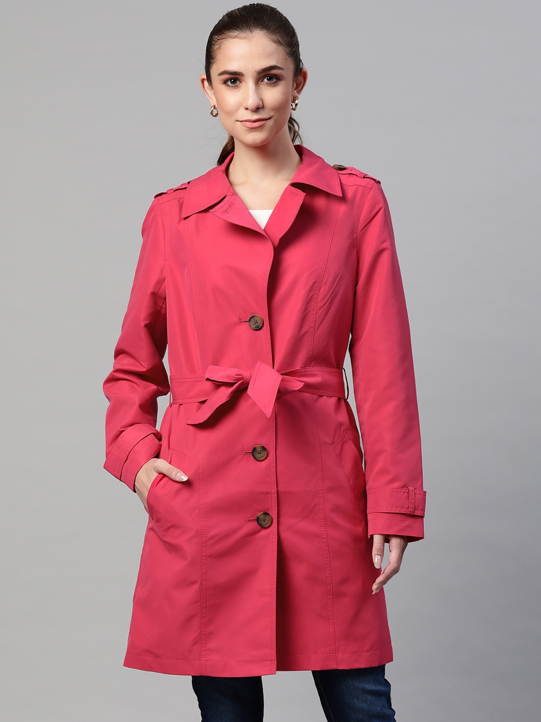 

Marks & Spencer Women Red Longline Open Front Jacket