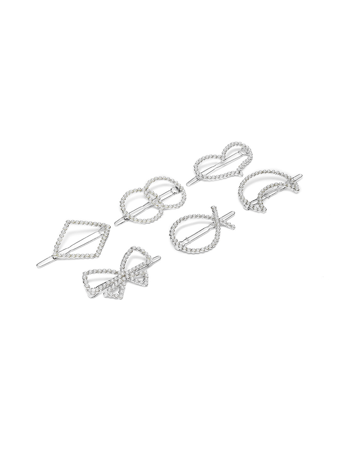 

AccessHer Women Silver-Toned Set of 6 Embellished Bobby Pins