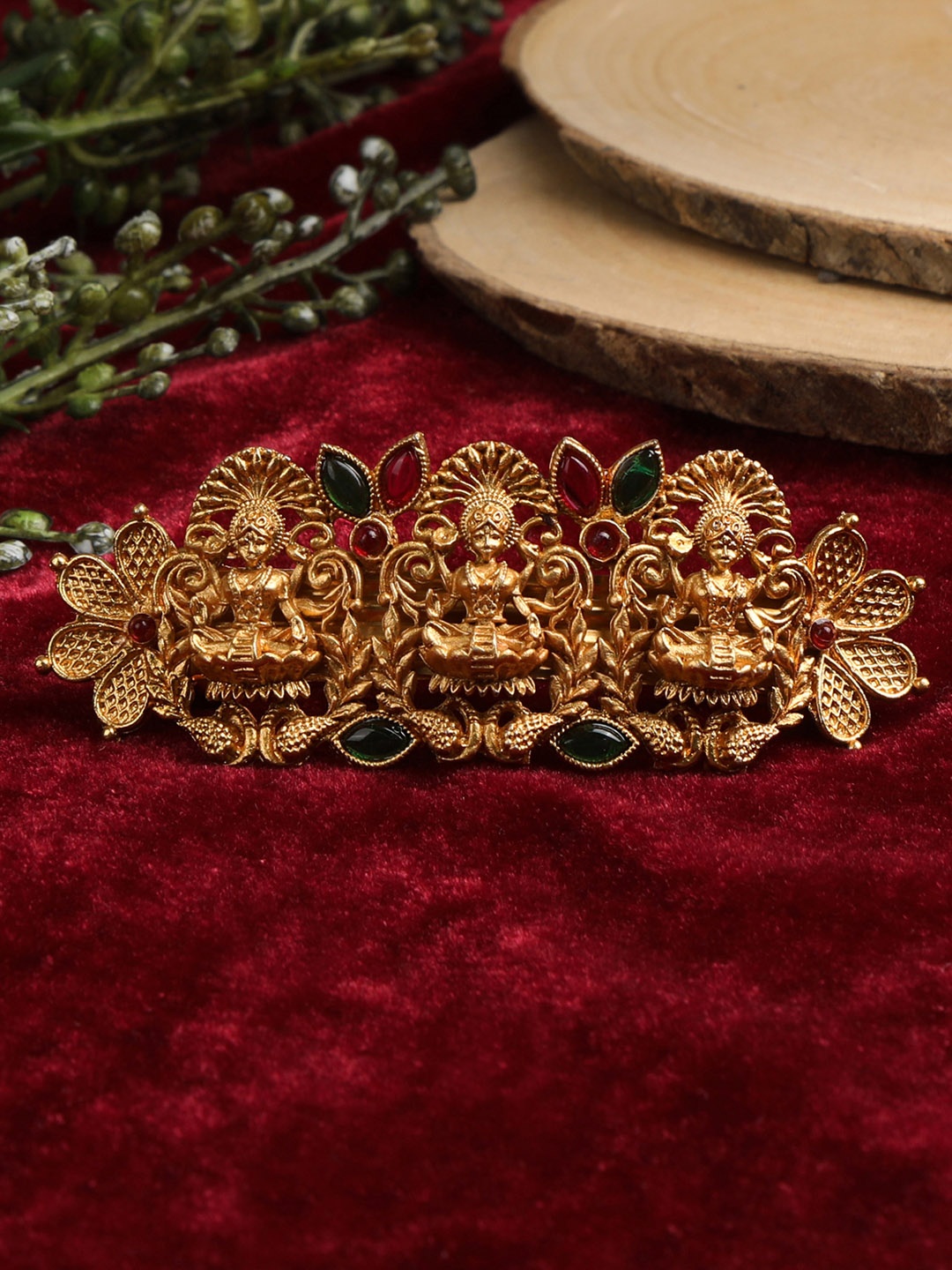 

AccessHer Women Gold-Toned Beaded French Barrette
