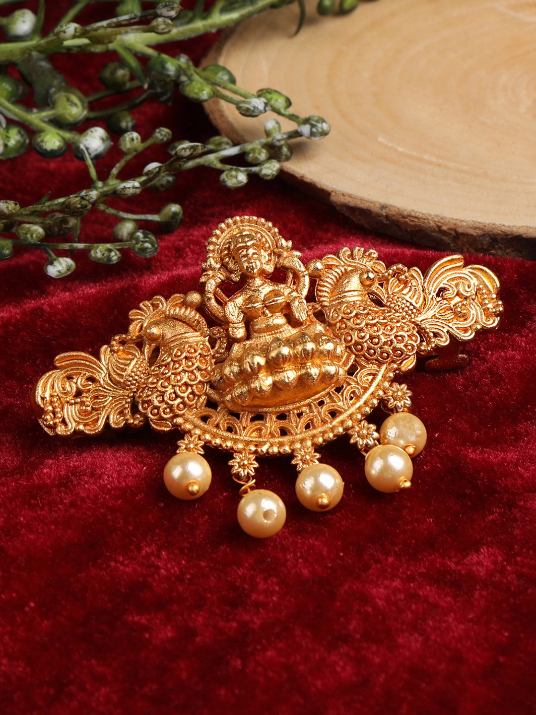 

AccessHer Women Gold-Toned Beaded French Barrette