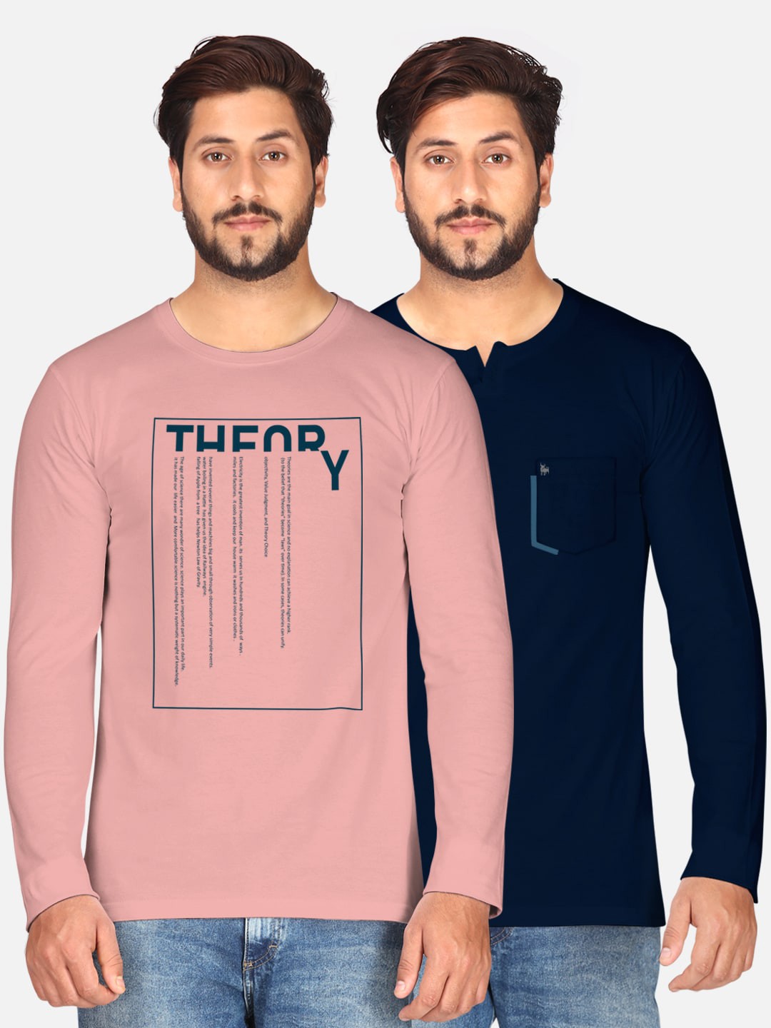 

BULLMER Men Pack Of 2 Printed T-shirt, Navy blue