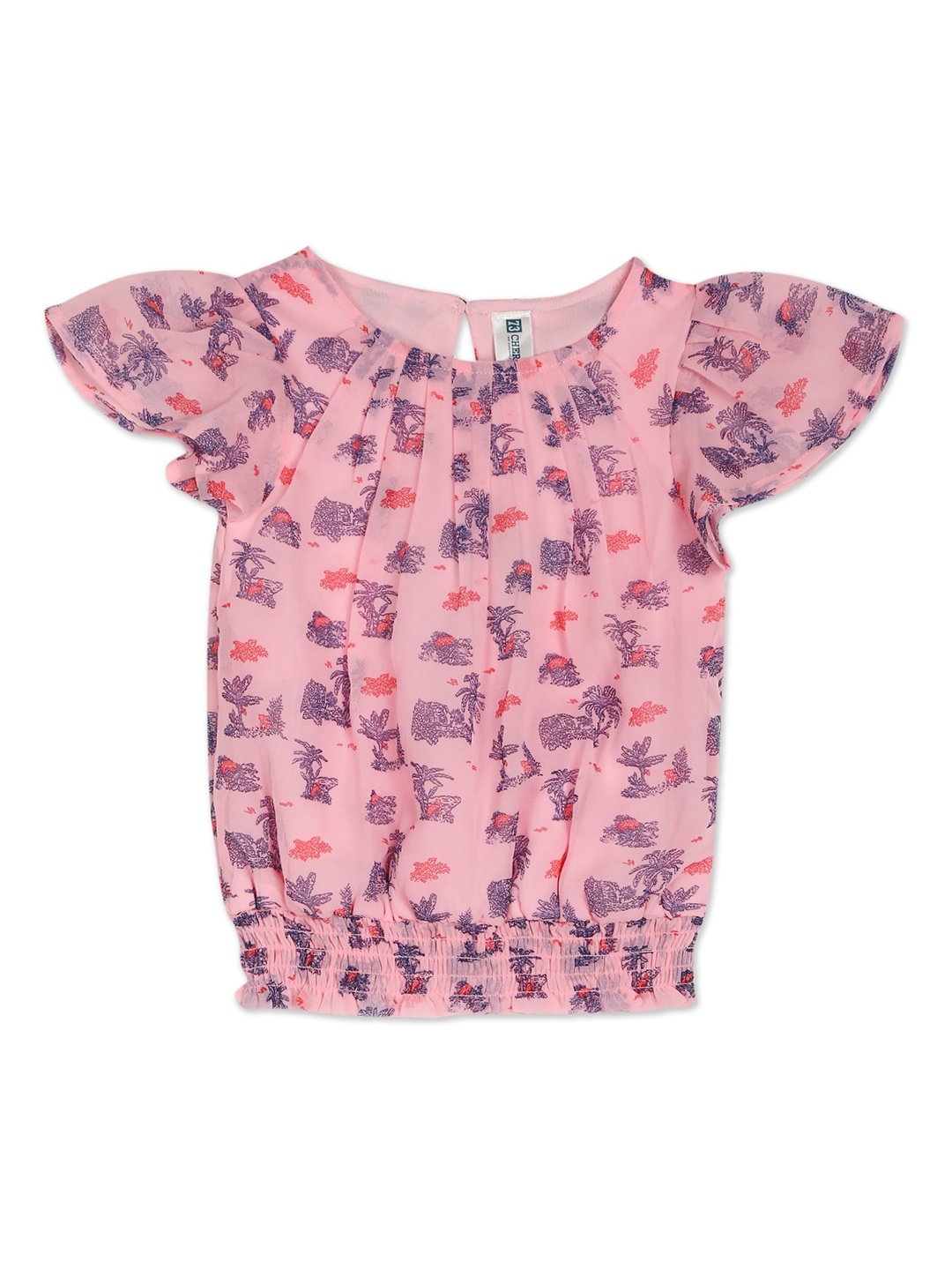 

Cherokee Pink Floral Blouson Top