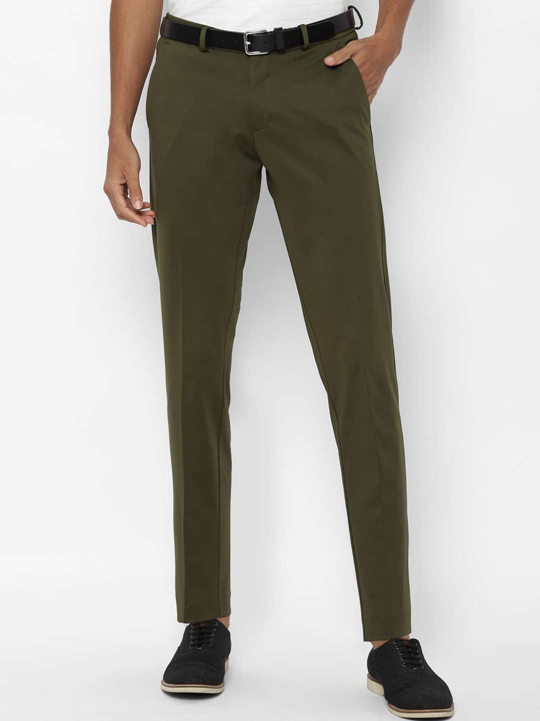 

Allen Solly Men Olive Green Slim Fit Trousers