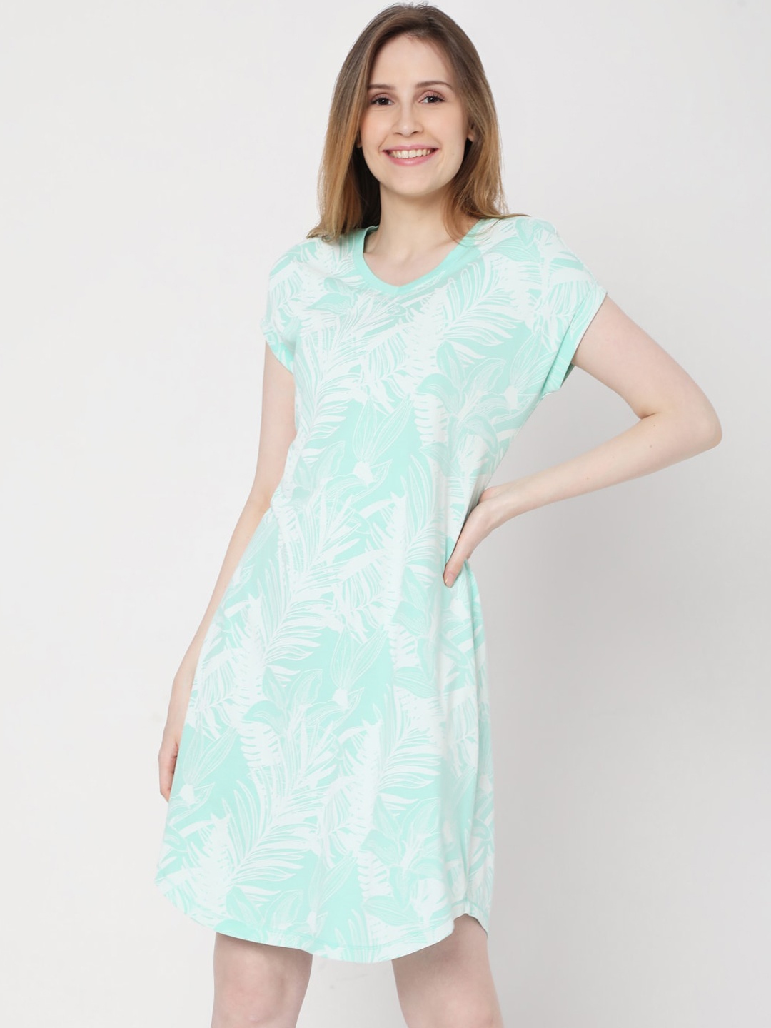 

Vero Moda Green Floral A-Line Dress