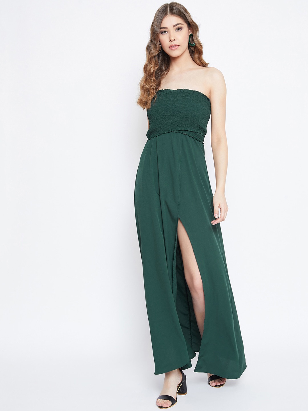 

Berrylush Green Crepe Maxi Dress