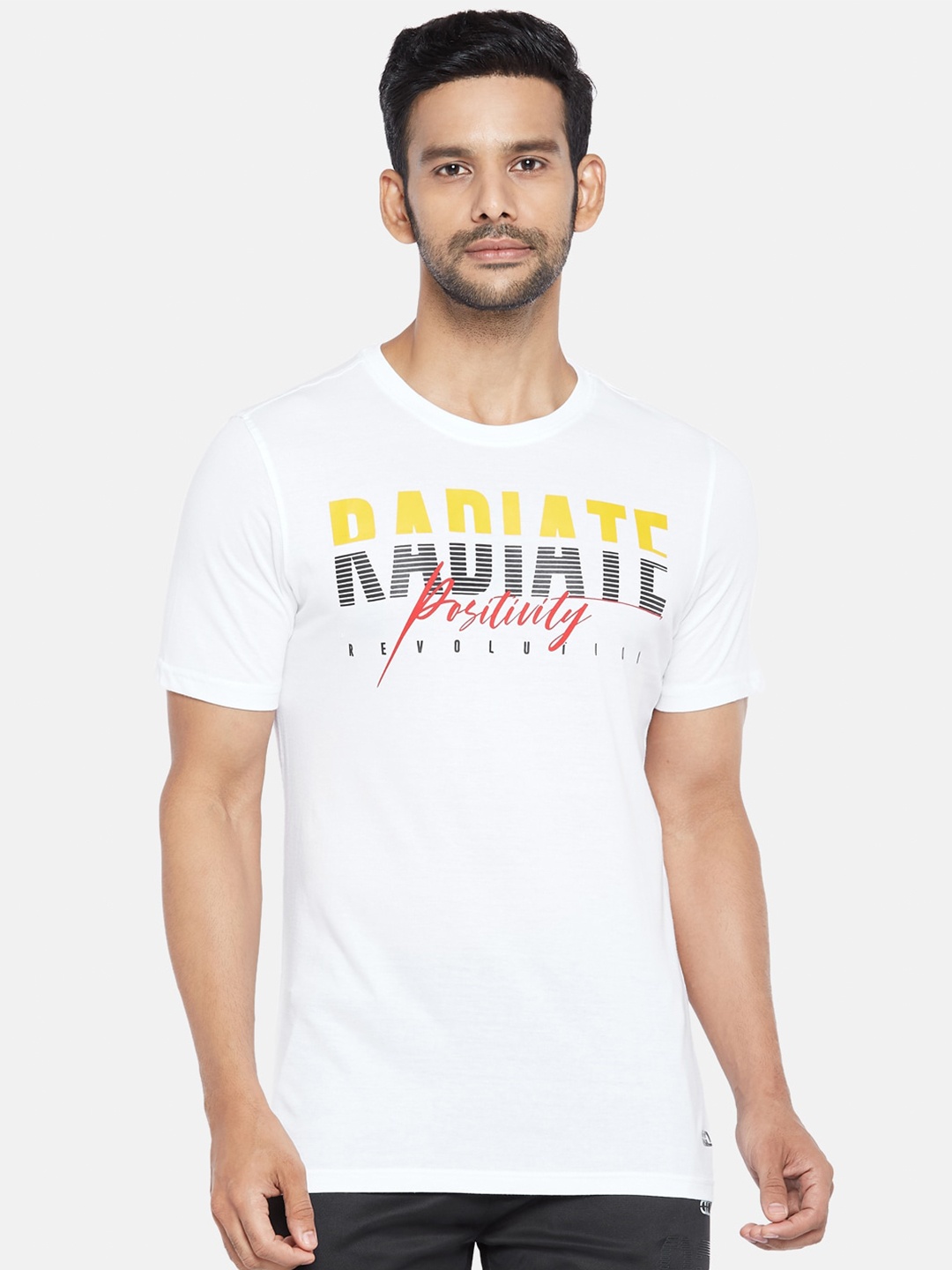 

Ajile by Pantaloons Men White Typography Printed Slim Fit T-shirt