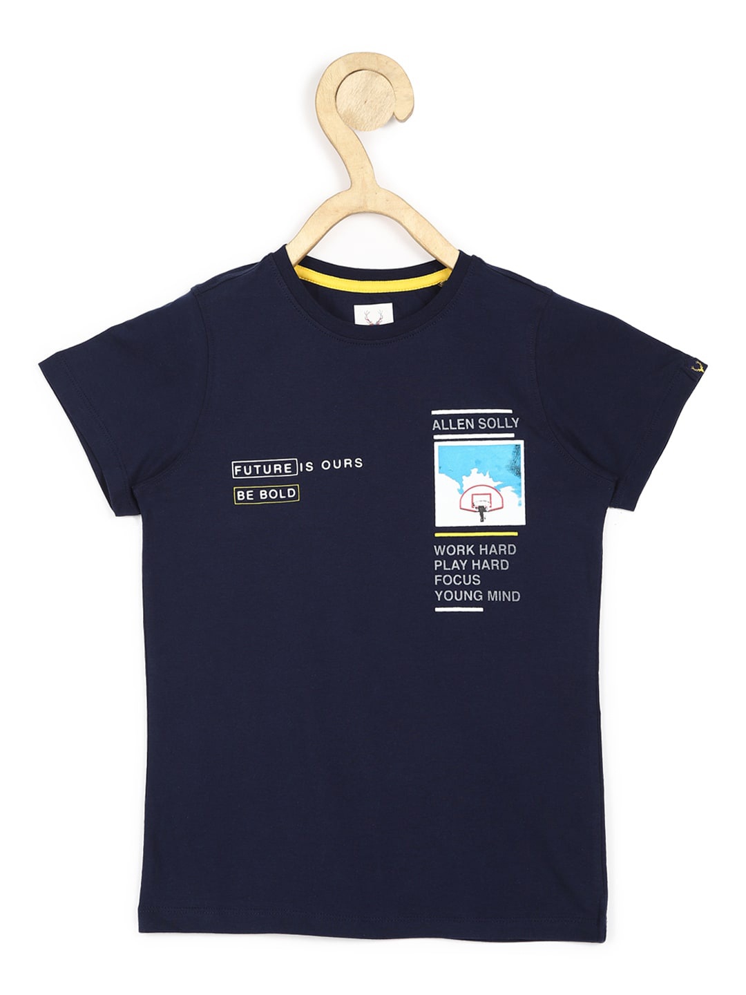 

Allen Solly Junior Boys Navy Blue Sports Printed Applique T-shirt