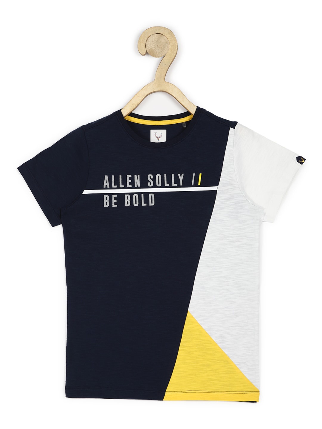 

Allen Solly Junior Boys Navy Blue & Grey Colourblocked T-shirt