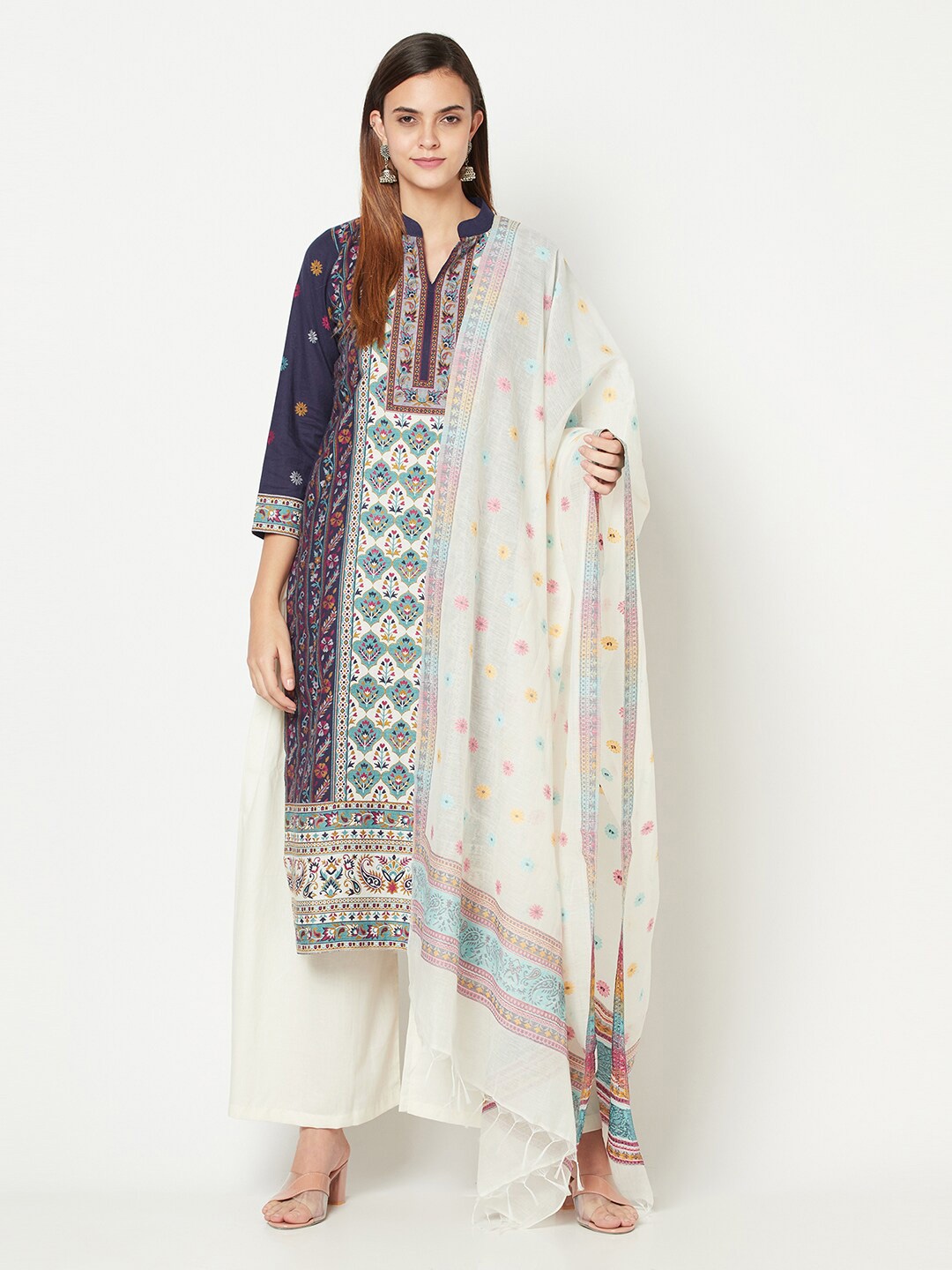 

Safaa Navy Blue & White Printed Unstitched Dress Material
