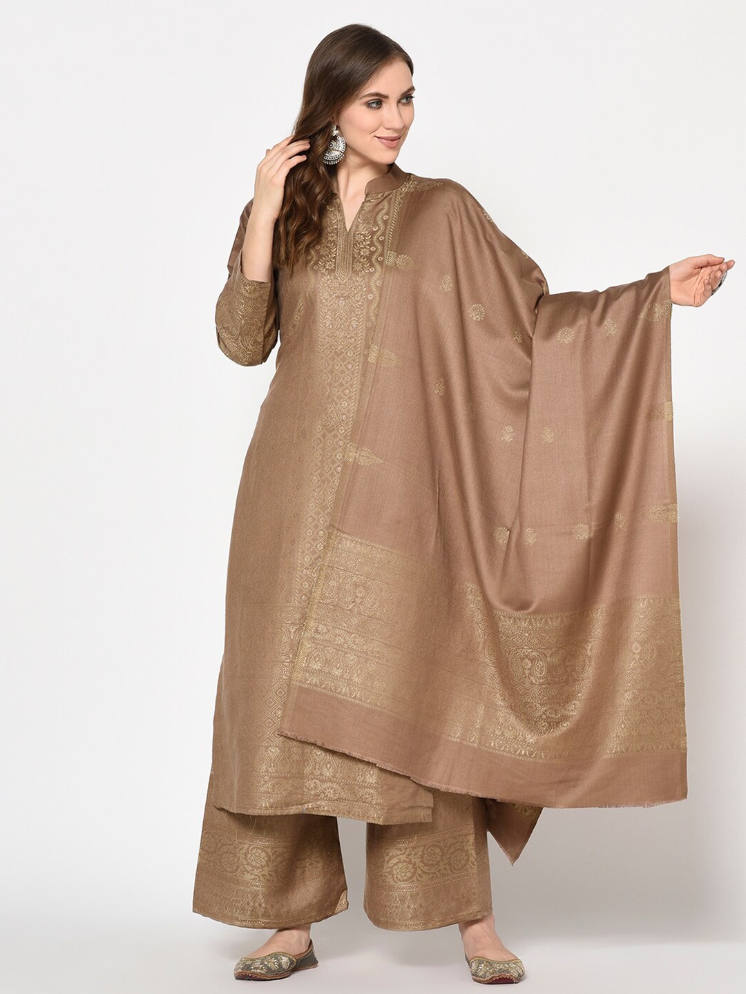 

Safaa Brown Printed Viscose Rayon Unstitched Dress Material