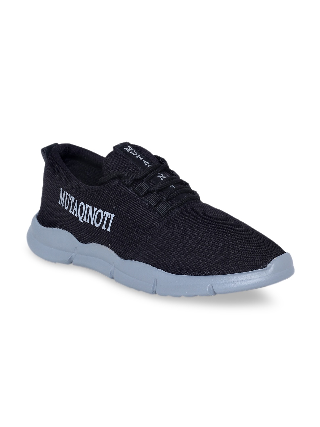 

MUTAQINOTI Men Black Woven Design Sneakers