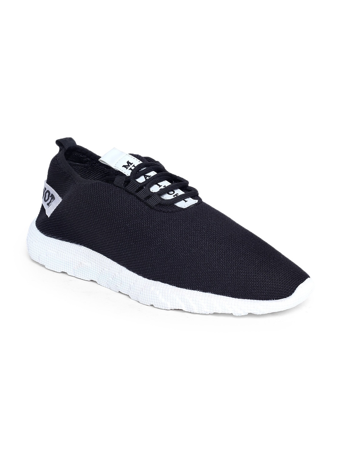 

MUTAQINOTI Men Black & White Woven Design Sneakers