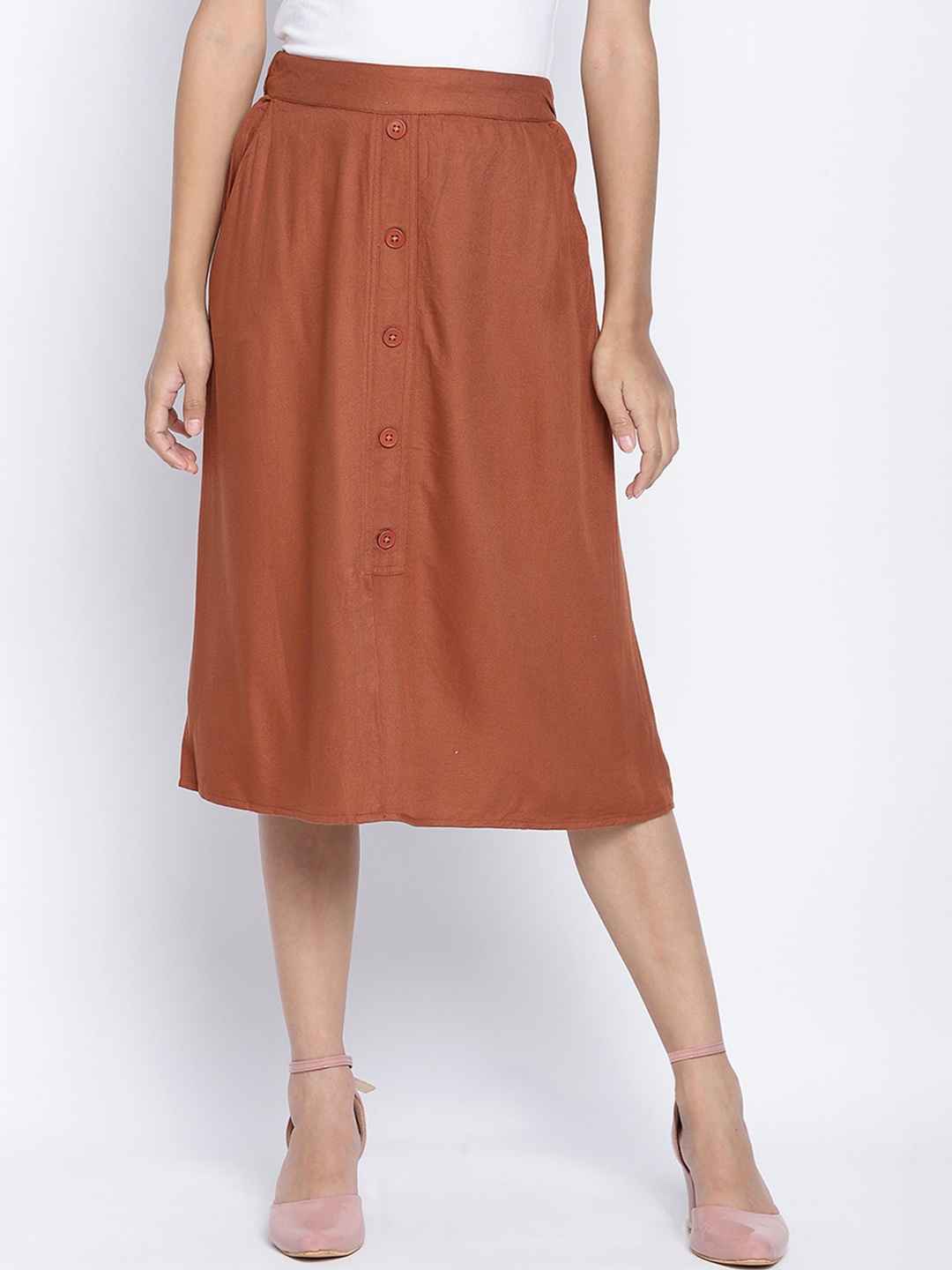 

Oxolloxo Women Brown Button Down Skirt