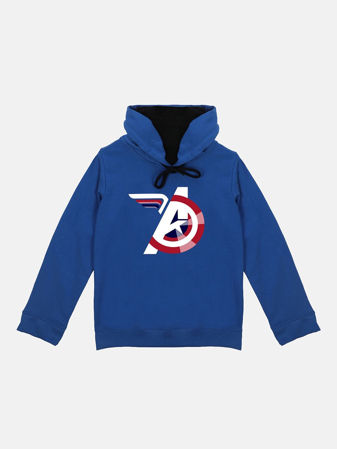 

Marvel by Wear Your Mind Unisex Kids Blue Avenger Printed Hooded Sweatshirt