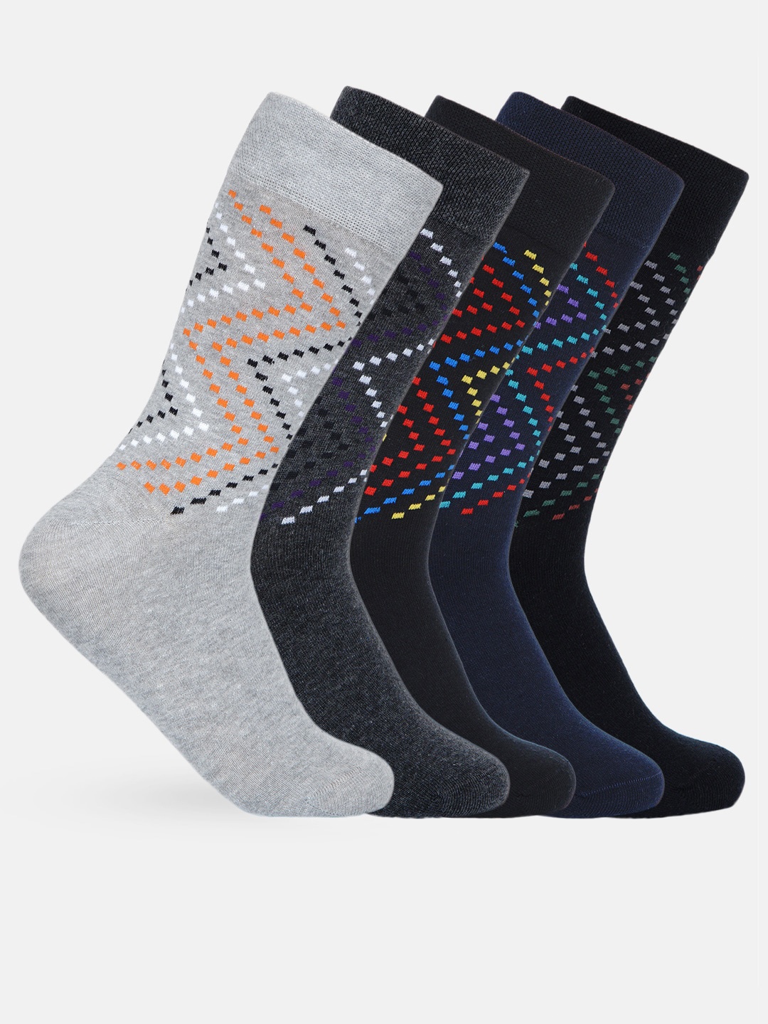 

VINENZIA Men Pack Of 5 Assorted Calf-Length Socks