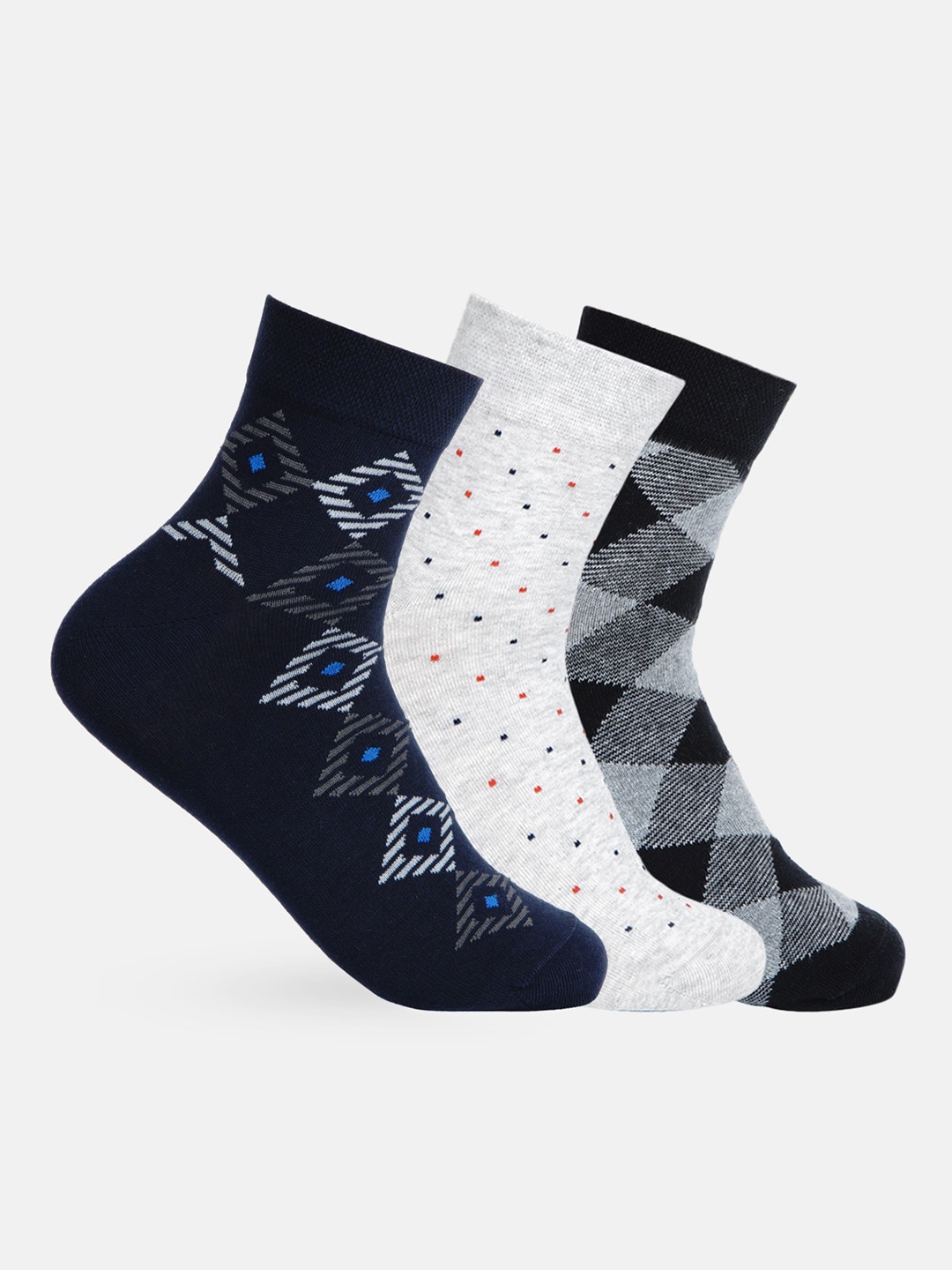 

VINENZIA Men Pack Of 3 Assorted Above Ankle Length Socks